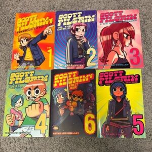 Scott Pilgrim Graphic Novel Set Volumes 1-6 - Colorful Comic Book Collection
